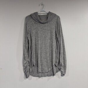 Tribal Cowl Neck Sweater Space Dye Grey Size Large